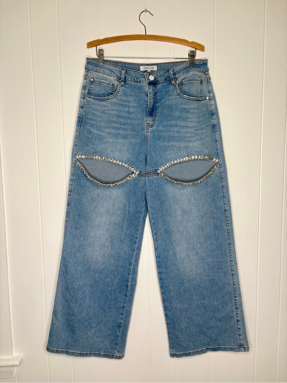 NEW THE NOLI SHOP Ivanka Crystal Jean Medium Wash Blue Size 32 Taylor Swift $268 - Picture 3 of 8